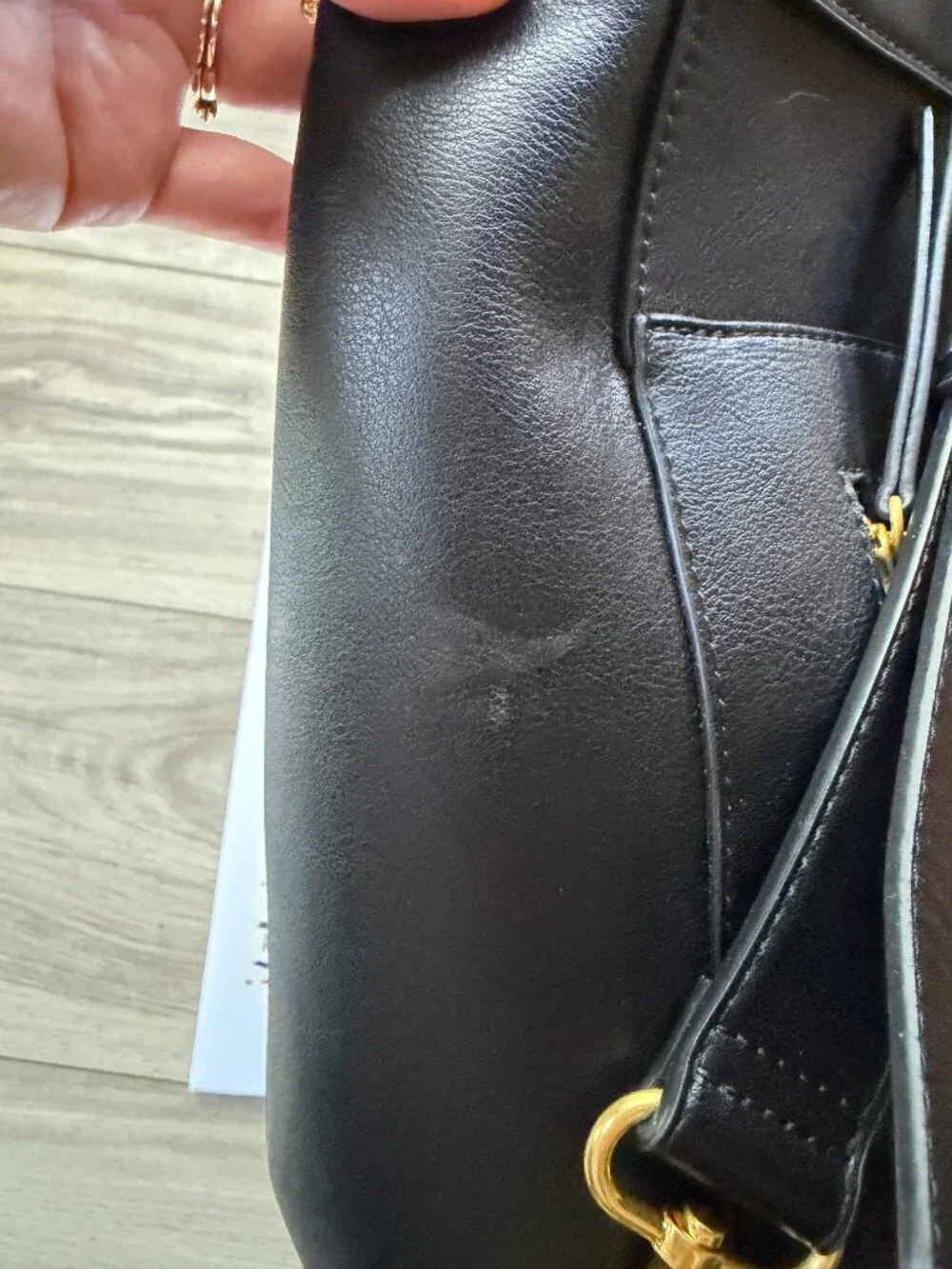 Fawn Design Square Black Faux Leather Diaper Bag